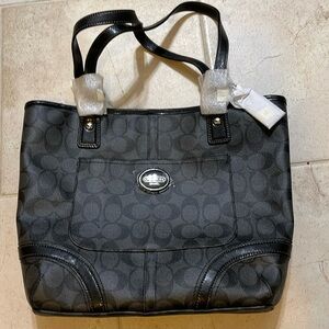Coach black/black gray tote.  Brand new with tags.